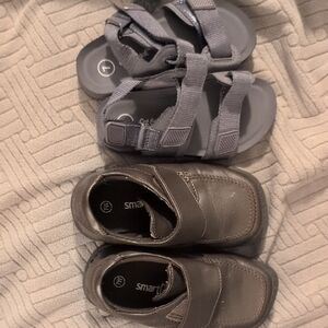 TODDLER size 7 Brown Dress Shoes And Grey Sandal
